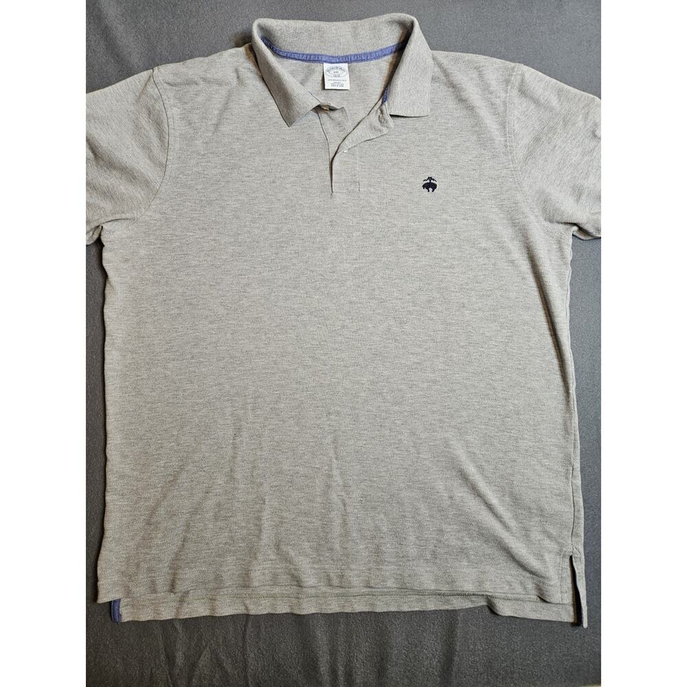 Brooks Brothers Shirt Mens XXL Gray Performance Polo Slim Fit Short Sleeve